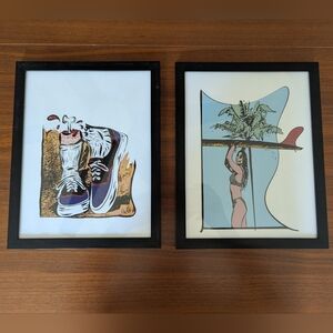 Halloween Spooky Art Prints Framed 12"x9" Vans With Bone Skeleton Surf Babe